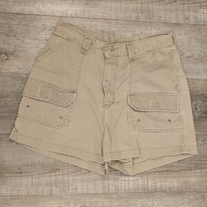 Vintage 90s Wemon's Lee Riveted Tan Cargo Shorts Relaxed Fit Mid-Length